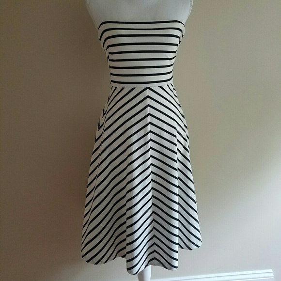 The Limited Strapless Stripe Ponte Dress - Picture 2 of 8